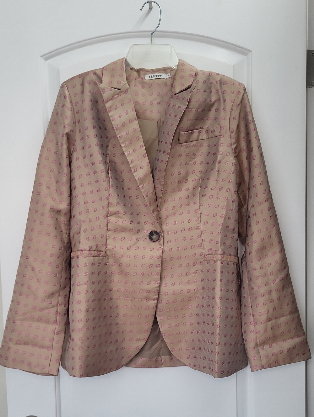 Farrow Beige Blazer with Pink Dot Print